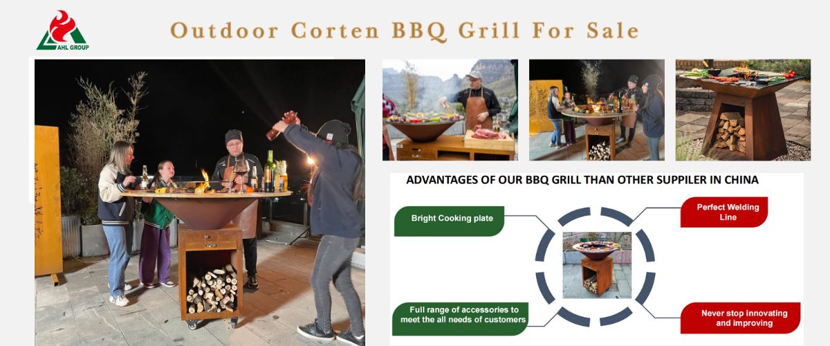Rust Corten Steel bbq grill Outdoor Kitchen